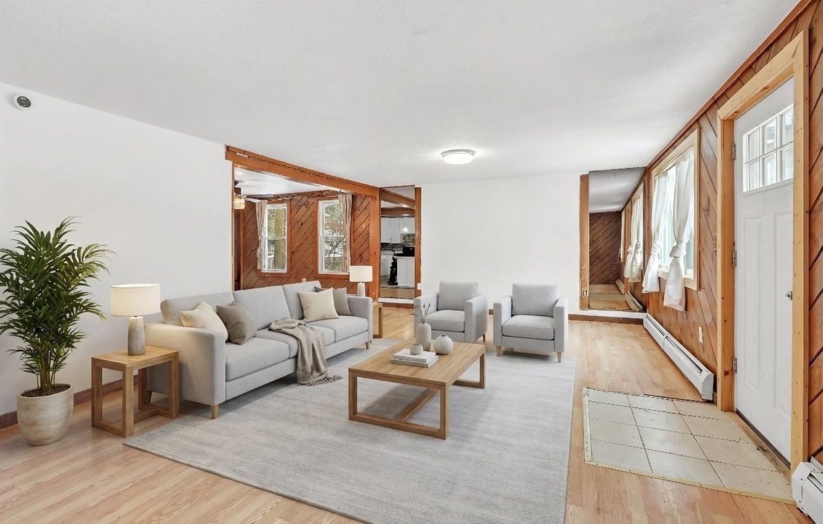 Living room after virtual staging with modern furniture